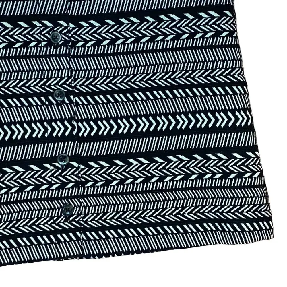 Anthropologie Maeve Sz 4 Geometric Aztec Skirt Button Up Black White Tribal Boho